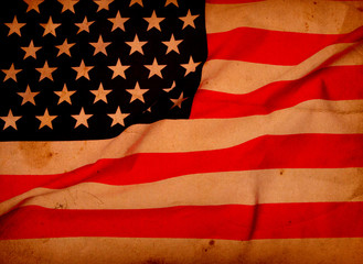 Closeup of grunge American flag