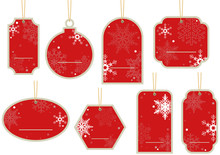 Christmas Price Tag - Hanging Red Label Set, Illustration Vector