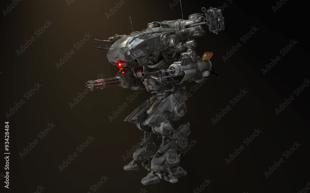 Mecha Machine Gun Robot mech with guns Stock Illustration | Adobe Stock