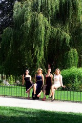 Wall Mural - Girls in bernardinu garden in Vilnius town on August 23, 2015