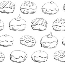 Hanukkah Donuts Seamless Pattern