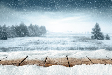 Wall Mural - desk of snow and xmas time