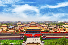 Jingshan Park,panorama Above On  The Forbidden City, Beijing.