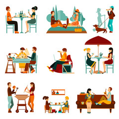 Canvas Print - Eating People Icons Set