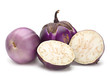 Round eggplant on white