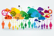 © GiDesign - Network vector design concept. Abstract people linked to colorful clouds