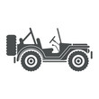 Icono plano jeep lateral gris