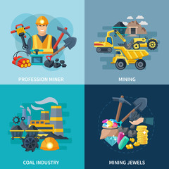 Poster - Mining Icons Flat Set