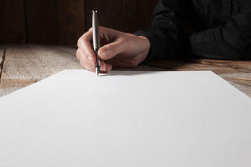 Poster - woman hand signing document