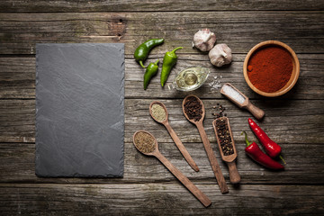 Wall Mural - Stone board with different spices