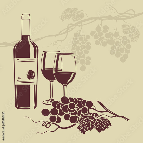 Obraz w ramie Background template for the wine menu