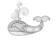 Hand Drawn Whale Zentangle Style For Coloring Page,t Shirt Design Effect,logo Tattoo And So On.