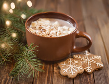 Cup Of Coffee With Christmas Sweetness