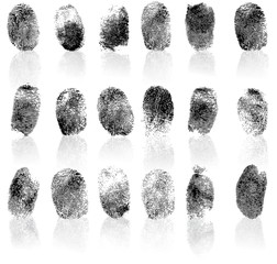 Set of fingerprints, vector illustration isolated on white