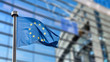 Leinwandbild Motiv European Union flag against European Parliament