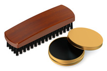 Shoe Brush With Can Of Shoe Polish