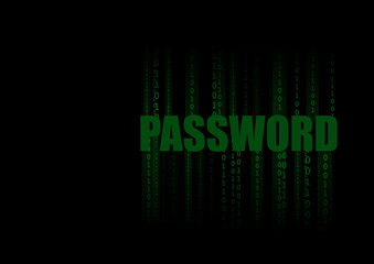 Wall Mural - Vector : Green binary and password on black background