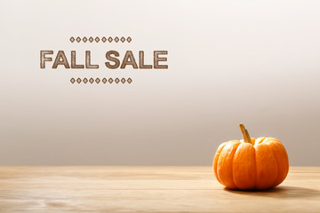 Wall Mural - Fall Sale message with a orange pumpkin