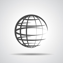 globe planet icon on a grey background