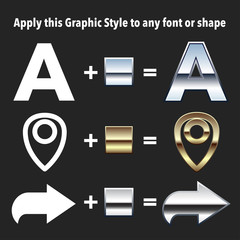 Chrome and Gold Graphic Styles for fonts and shapes.