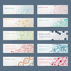 Abstract geometric DNA vector banners