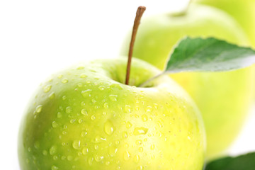 Ripe green apples close up