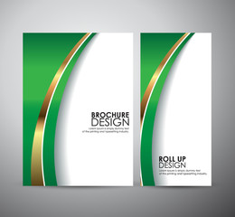 Wall Mural - Brochure business green modern wave design template or roll up. Vector Illustration 