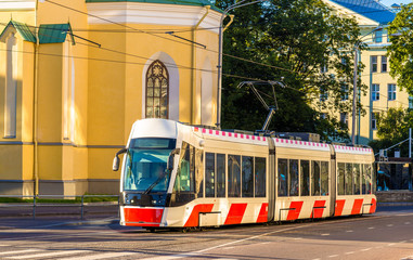 Canvas Print - Tram in the city centre of Tallinn - Estonia