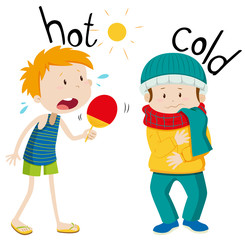 Sticker - Opposite adjectives hot and cold