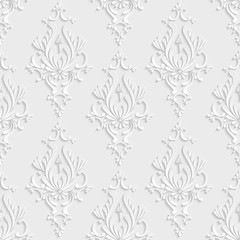 Wall Mural - 3d floral damask seamless pattern