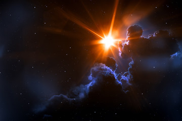 Wall Mural - nebula with sun