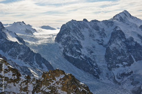 Fotografia, Obraz A view of Karaugom glacier and Mount Karaugom (Caucasus mountains, North Ossetia