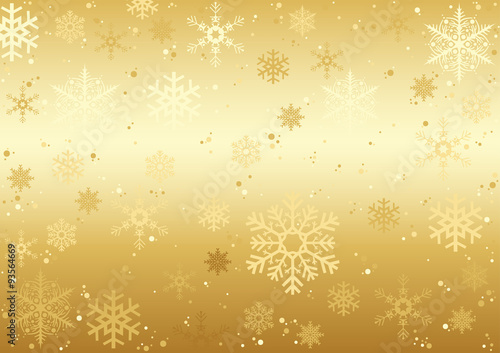 Christmas Snowflakes Texture - Golden Background Illustration, Vector