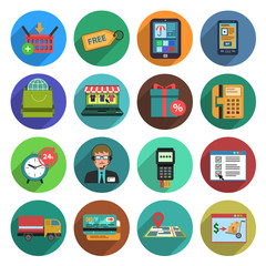 Sticker - Online Shopping Flat Icon Set