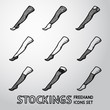 Set of handdrawn STOCKINGS icons with different types. Vector