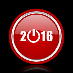 Aufkleber - year 2016 red glossy cirle web icon on black bacground