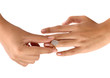 © anatchant - Ring in hand woman isolate on white background.