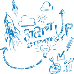 Poster - Hand drawn concept whiteboard drawing - startup strategy