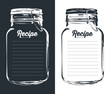 Mason jar with hook recipe card and lines. Template. Vector design. 