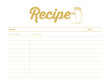 Golden colored recipe card with mason jar. Template. Vector design. 