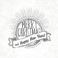 Wall Mural - Merry Christmas Vintage Monochrome Lettering