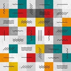 Fototapete - Retro colors abstract seamless pattern with geometric lines