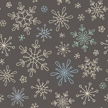 Seamless Pattern With Snowflakes For Christmas, New Year And Winter Design