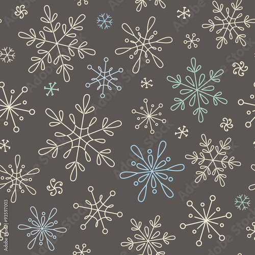 Materiał do szycia Nahtlose Muster mit Schneeflocken für Weihnachten, Neujahr und Winter-design