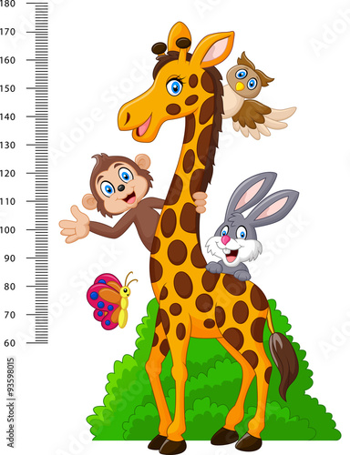 Tapeta ścienna na wymiar Miarka wzrostu z żyrafą dla dzieci