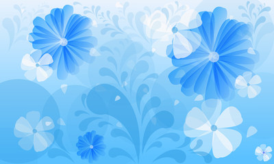  blue background with flowers