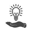 © sommersby - flat hand giving light lamp bulb icon - vector illustration