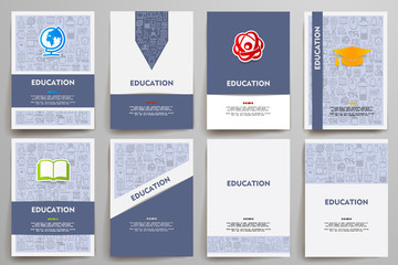 Sticker - Corporate identity vector templates set with doodles education