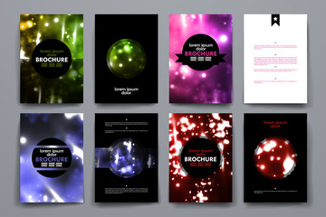 Canvas Print - Set of brochure, poster design templates in neon molecule