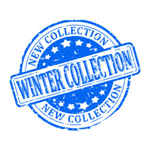 Damaged Round Blue Stamps With The Inscription - Winter Collection - Vector